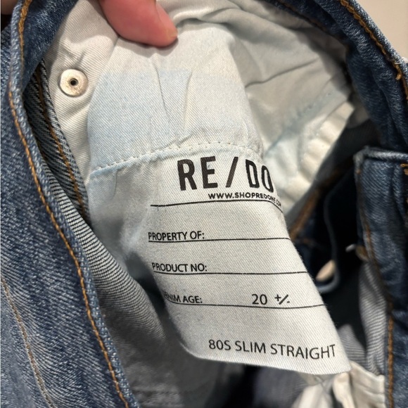 Re/Done 80s Slim Straight Jeans in Dark Worn 4 Size 29 - like new! - Picture 4 of 6
